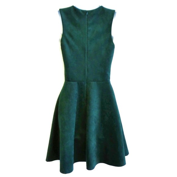 Aqua Dress Velvet Scallop Sweetheart Neck Fit Flare Teal Zip Back Fit Flare USA - Picture 4 of 10